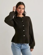 Pieces - Brun - Pcsilly Ls Puff Knit Cardigan Noos