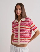 Only - Ternet/Stribet - Onllula Polo S/S Cardigan Knt Noos