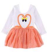 Stella McCartney Kids Kjole - Hvid/Rosa m. Tyl/Flamingoer