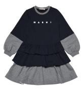 Marni Sweatkjole - Navy/GrÃ¥meleret m. Print