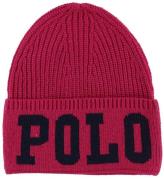 Polo Ralph Lauren Hue - Akryl/Uld - MÃ¸rk Pink m. Tekst