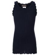 Rosemunde Top - Lang - Silke/Bomuld - Navy m. Blonder