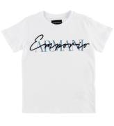 Emporio Armani T-shirt - Hvid m. Tekst/Broderi