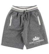 Dolce & Gabbana Shorts - Sweat - GrÃ¥meleret m. Logo