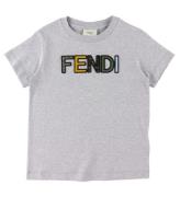 Fendi T-Shirt - GrÃ¥meleret m. Logo