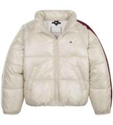 Tommy Hilfiger Dunjakke - Global Stripe Puffer - Classic Beige