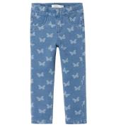 Name It Leggings - Noos - NmfSalli - Medium Blue Denim/Sommerfug