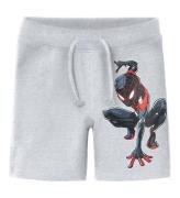 Name It Sweatshorts - NmmMu Spiderman - Light Grey Melange