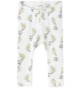 Lil' Atelier Leggings - Rib - NbfGavo - Coconut Milk/Yellow Flow