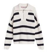 Tommy Hilfiger Bluse - Strik - Half Zip - Blue Stripe