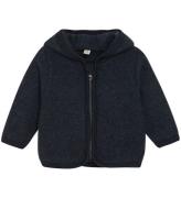 Huttelihut Cardigan - Uldfleece - Navy m. Ã?rer