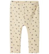 Name It Leggings - Rib - NbfOlinne - Summer Sand m. Blomster