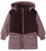 Name It Dynejakke m. Teddyfleece - NmfMika - Grape Shake