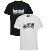 Hummel T-shirts - hmlTukas - 2-pak - Black Beauty/Marshmallow m.