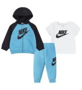 Nike Sweatsæt m. T-shirt - Baltic Blue/Sort