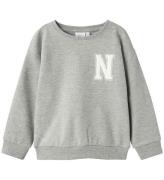 Name It Sweatshirt - NmmTollo - Gråmeleret m. Hvid