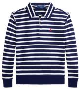 Polo Ralph Lauren Polobluse m. Lynlås - Navy/Hvidstribet