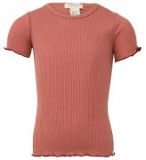 Minimalisma Bluse - Rib - Silke/Bomuld - Blomst - Antique Red/Hi