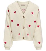 Kids Only Cardigan - Rib - Strik - KogDana - Birch/EMB Hearts -